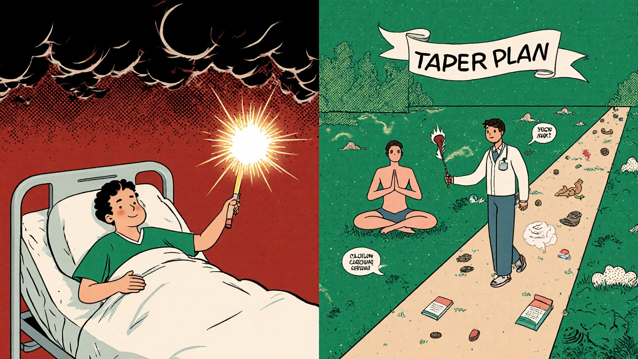 Patient's journey from hospital steroid treatment to gentle long-term non-steroid care.