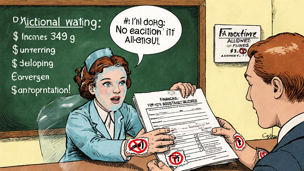 Patient refusing staff help with a medical financing application