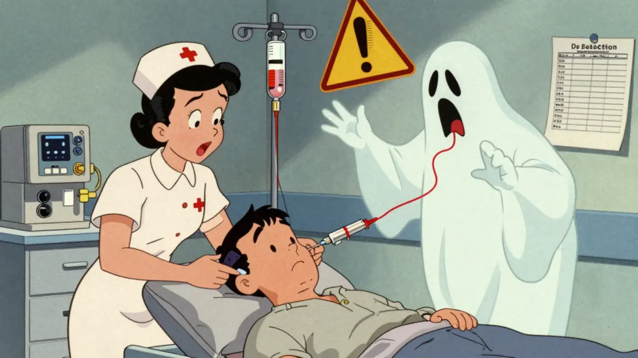 Nurse about to give insulin without double check, ghostly patient warns of danger.