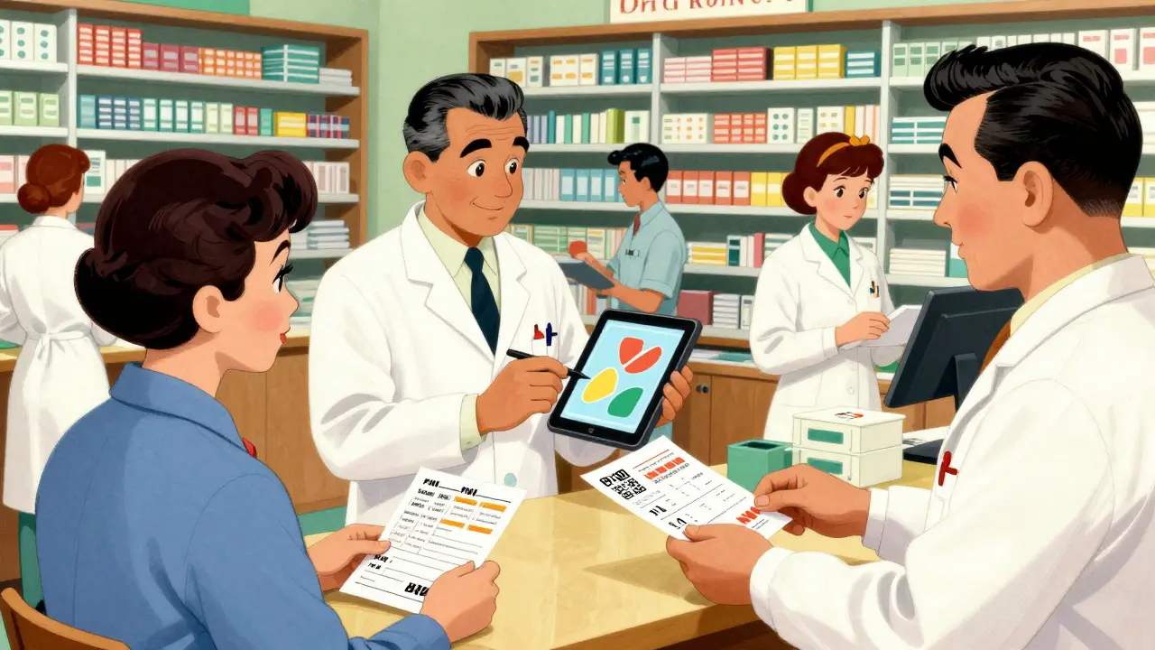 Pharmacy staff training to distribute standardized medication information