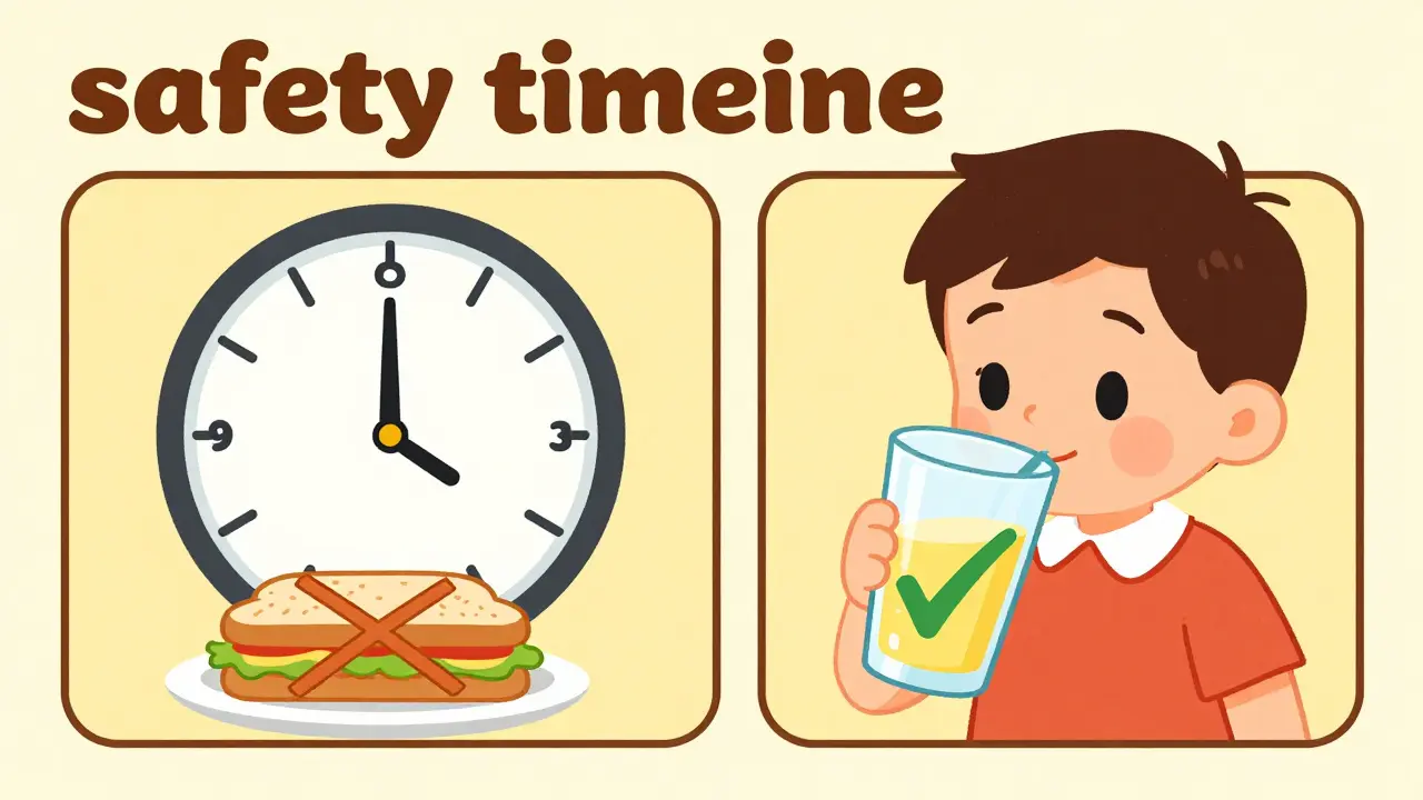 Illustration showing the fasting timeline with clear liquids and no solid foods